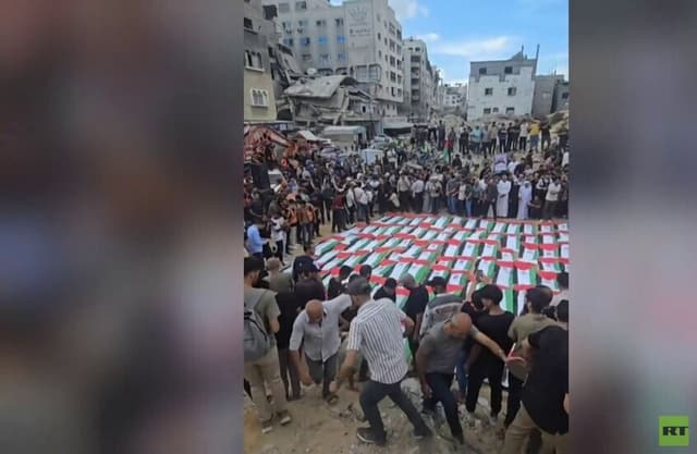 قطاع غزة.. مراسم تشييع 105 قتلى من ضحايا مجزرة عمارة التاج