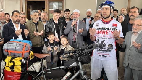 Çanakkaleli bisikletçi umre için 4 bin kilometre pedal çevirecek