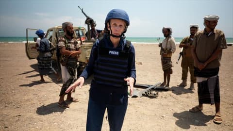 BBC's Orla Guerin travels with Yemen's southern national security forces through desert battlefield