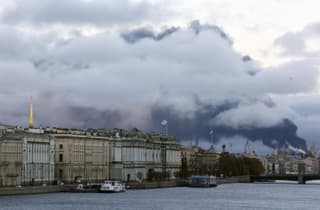 St. Petersburg oil site burns as 1,000 Ukrainian drones bite Russia
