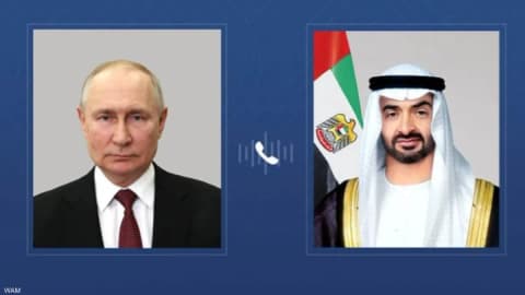 محمد بن زايد يتلقى اتصالا هاتفيا من بوتين
