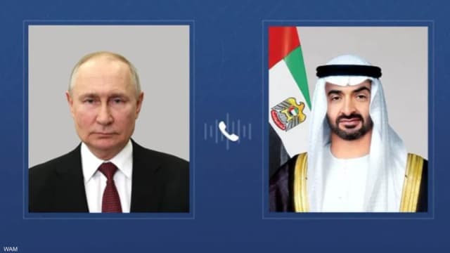 محمد بن زايد يتلقى اتصالا هاتفيا من بوتين