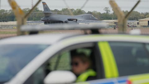 Mystery over UK airbase scare as police find 'quantity of petrol' but no explosives