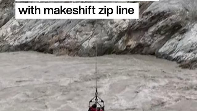 Nepal Floods: Survivors hauled to safety with makeshift zip line