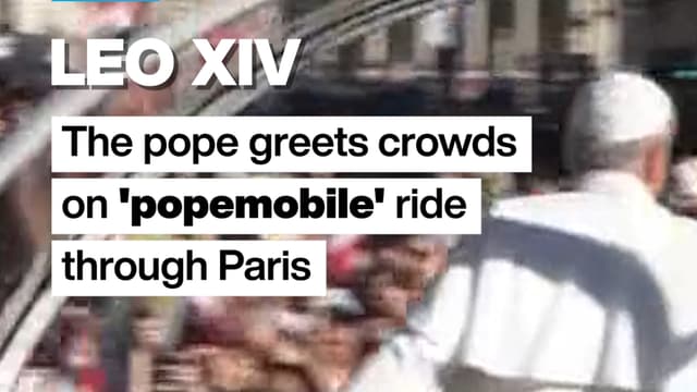 Pope Leon XIV greets crowds on 'popemobile' ride through Paris