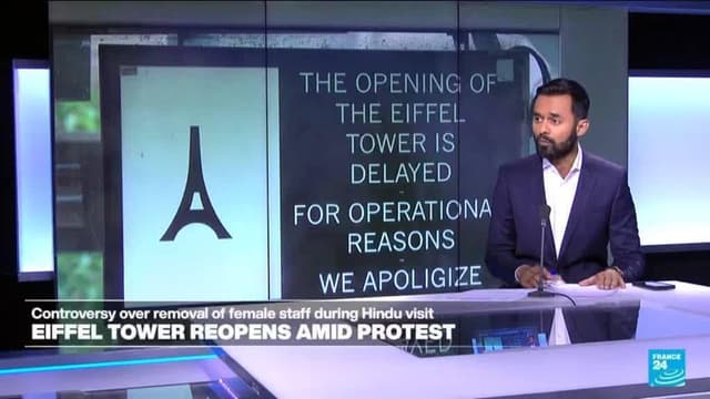 Who are the Hindu group cited in Eiffel Tower staff walk out?