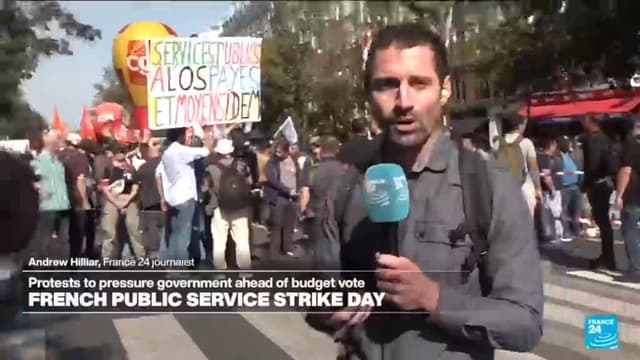 French public service strike day puts pressure on govt ahead of budget vote
