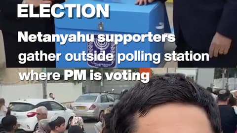 Israel: Netanyahu supporters gather as PM votes