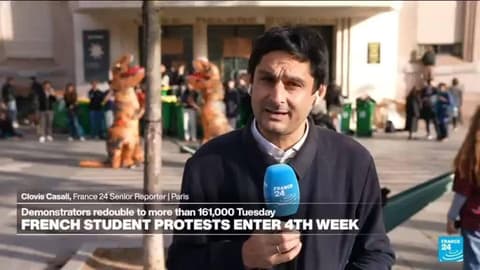 French protests enter 4th week: Demonstrations backing students gather strength