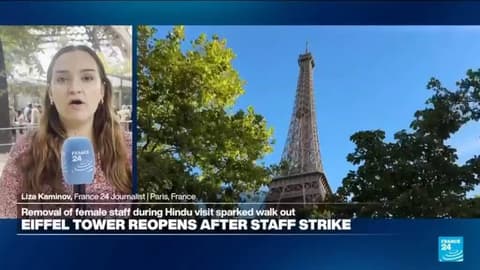 Eiffel Tower reopens after row over removing women staff