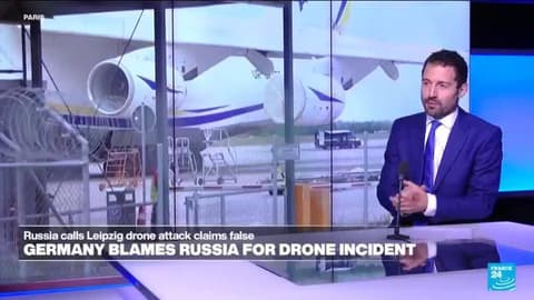 Why did Russia target Leipzig airport in alleged drone attack?
