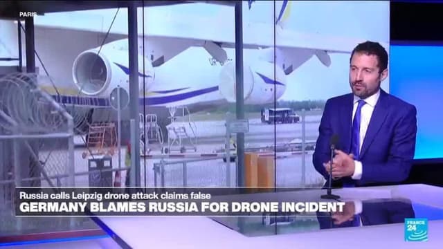 Why did Russia target Leipzig airport in alleged drone attack?