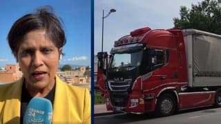 Italian truckers block roads to protest against soaring diesel prices