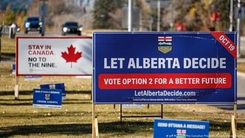 Canada: Alberta rejects separation bid, CBC projects