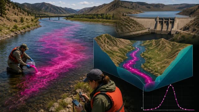 In 2010, US scientists tracked dye 41.2 miles in Montana’s Missouri River; a reservoir held it 8.2 hours