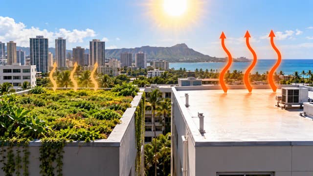 In 2018, a Hawaii study found green roofs stayed cooler than white roofs in Honolulu