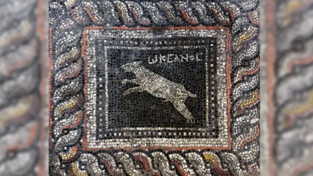 1,800 years ago, a Roman household decorated floor with cat and dog; archaeologists uncover mosaic
