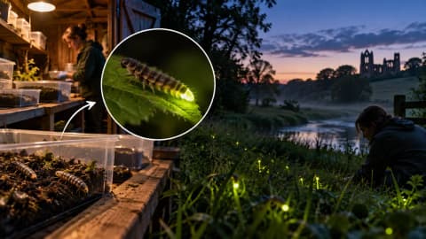 Glowworms return to Yorkshire after 100 years, with first glowing females bred in a Bristol shed