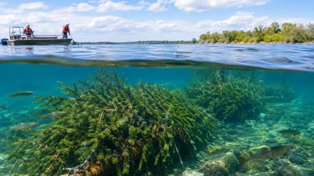 After losing 75% of wetlands, Niagara River uses recycled Christmas trees to restore fish habitat