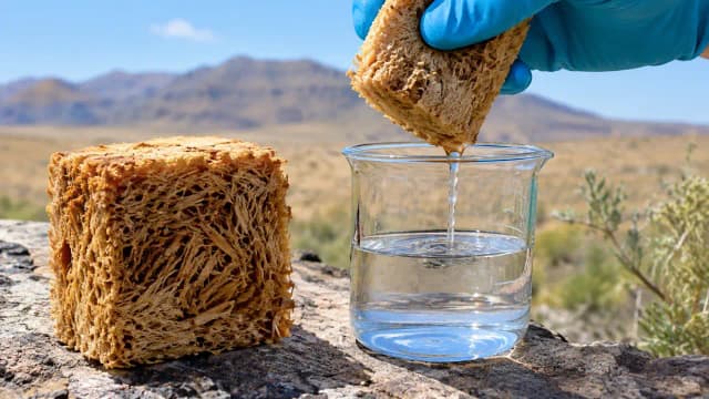 Scientists built a sponge pulling water from dry air; yields 1.72L per kg/day