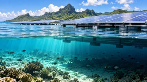 Floating solar cuts seabed light in French Polynesia, with no detectable lagoon temperature