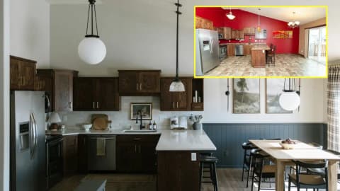 From red and orange to farmhouse: Couple’s $9,037 kitchen makeover