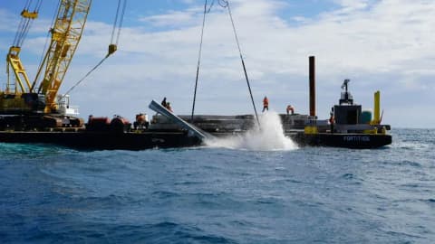 Naples Pier Reef Deployment: Hurricane Ian debris becomes artificial reef; rebuilding project continues