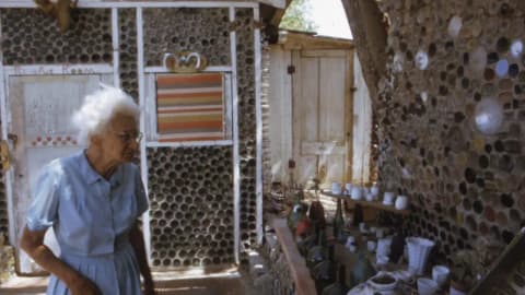 In 1956, Tressa Prisbrey turned discarded bottles into a 15-building folk-art village in California