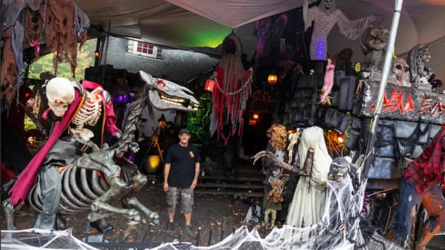 Michigan father's free Halloween display draws 18,000 visitors, sparks dispute with city officials