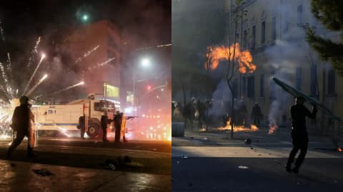Buildings ablaze, petrol bombs hurled at parliament: 10 visuals show chaos of Albania protests