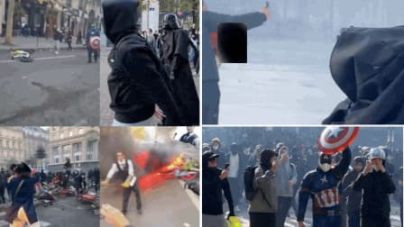 When superheroes hit the streets: Batman, Spider-Man & Cap.America at France protests - watch