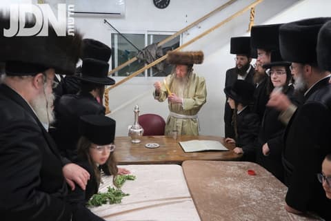 האדמו"ר מלעלוב ניקלשבורג במוצש"ק בעיר ערד