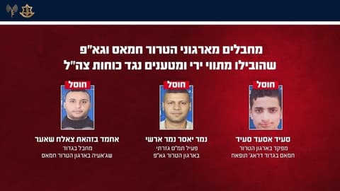 שלושה מחבלים מחמאס והג'יהאד האסלאמי שהובילו מתווי ירי ומטענים חוסלו מהאוויר