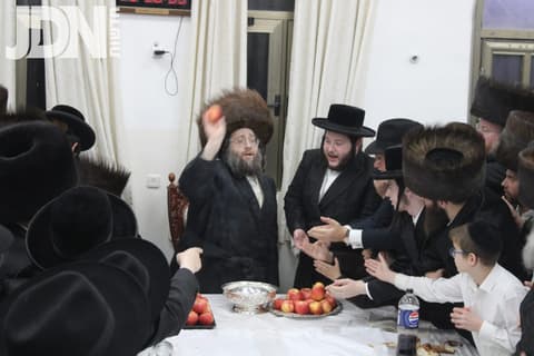 נעילת חג ומנהג זריקת תפוחים בחצה"ק צאנז ז'מיגראד