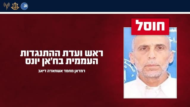 מכת אש בח'אן יונס: צה"ל ושב"כ חיסלו ראש ארגון טרור שהיה מעורב בטבח שמחת תורה