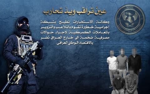 الداخلية تعلن إطاحة وكالة الاستخبارات بشبكة تتلاعب بالمعاملات الكمركية لإجراء حوالات مصرفية إلى الخارج