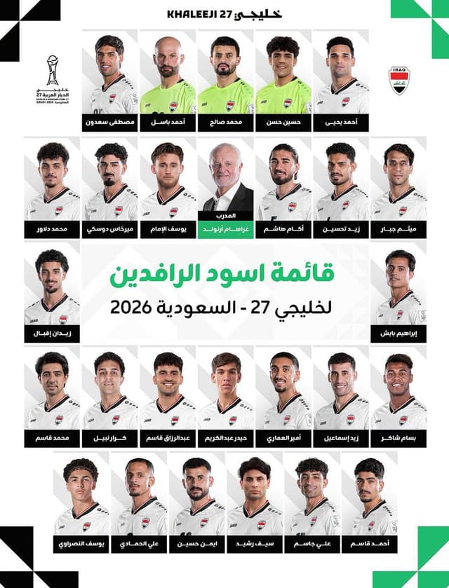 قائمة أسود الرافدين للمشاركة في خليجي 27