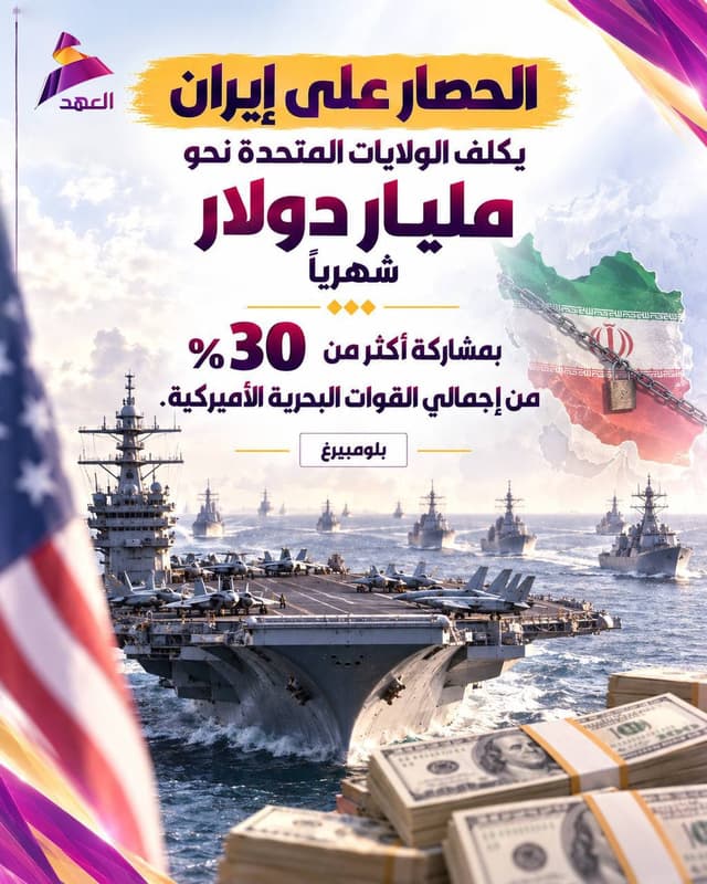 بلومبيرغ: الحصار على إيران يكلف الولايات المتحدة نحو مليار دولار شهريا