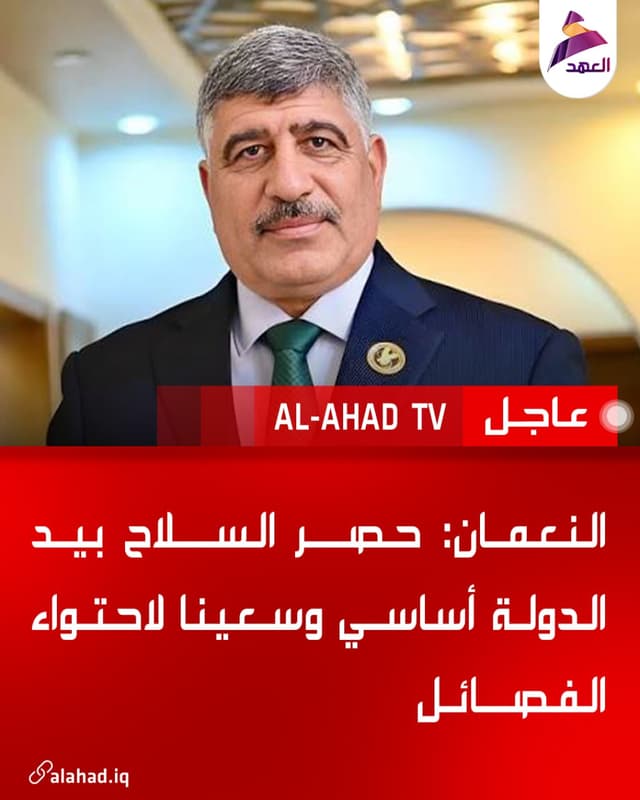 النعمان: حصر السلاح بيد الدولة أساسي وسعينا لاحتواء الفصائل